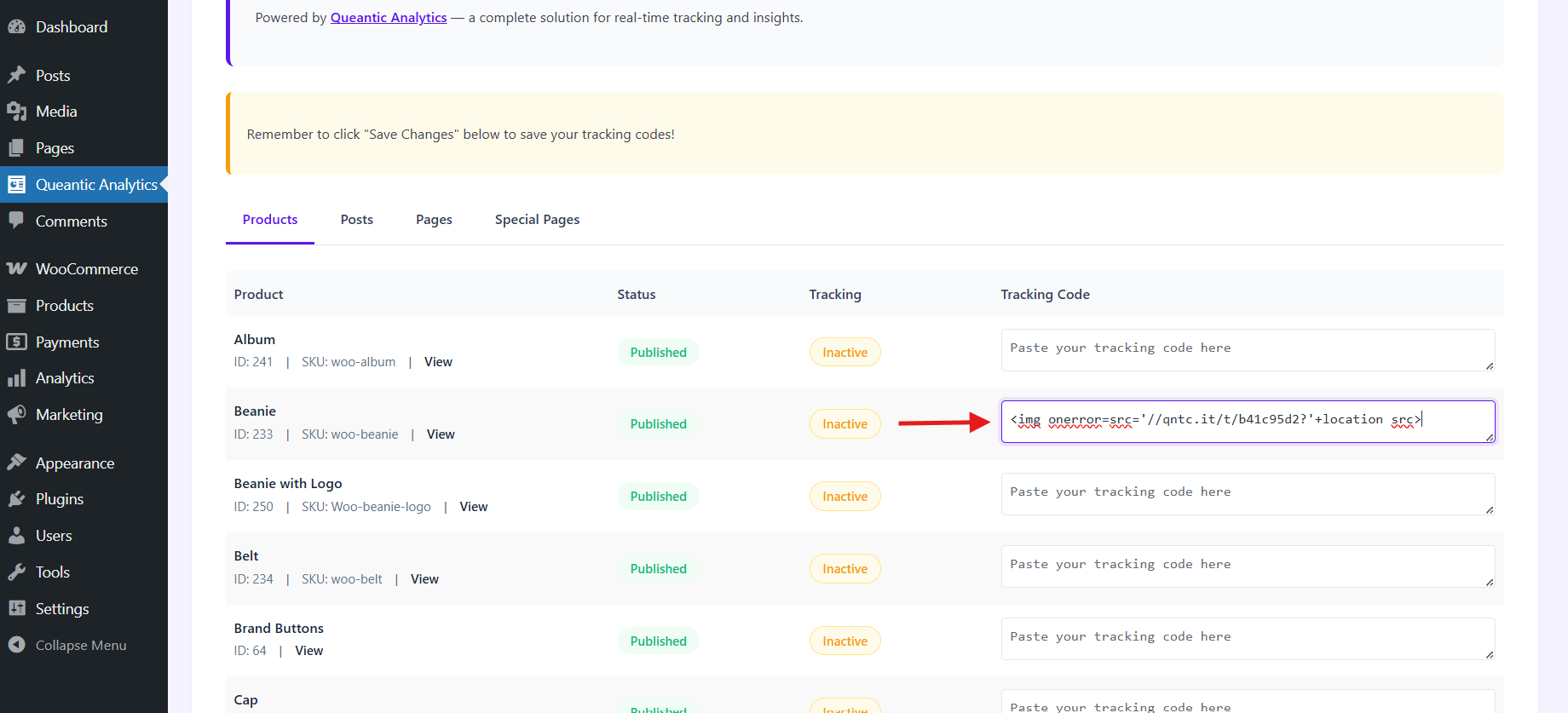Settings screen